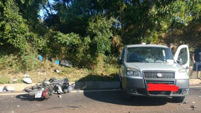 Condutor de motocicleta fica em estado grave após acidente na BR-282, em Xaxim