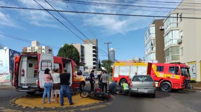 Colisão entre carro e motocicleta deixa uma pessoa ferida em Xanxerê