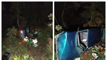 Saída de pista seguida de capotamento mobiliza bombeiros em Ponte Serrada