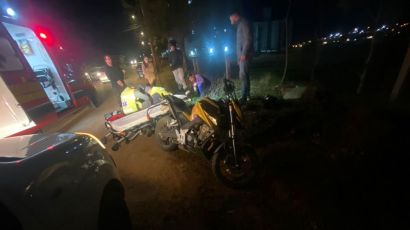 Motociclista sofre queda em Xanxerê e é encaminhado ao hospital