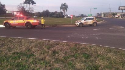 Condutor fica ferido em colisão no trevo de acesso a Xanxerê