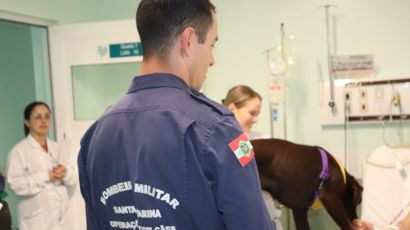 Corpo de Bombeiros Militar realiza atividade de cinoterapia no HRSP