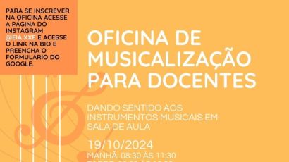 Oficina de Musicalização para Docentes acontece na próxima semana em Xanxerê