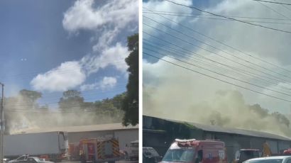VÍDEO: bombeiros combatem incêndio em empresa de Xaxim