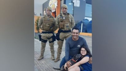 Pitbull furtada em Xanxerê é recuperada por PMs e devolvida aos tutores