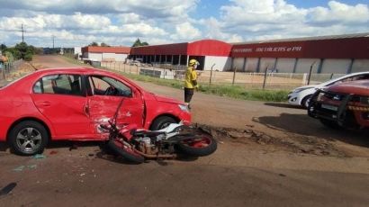 Acidente entre moto e carro deixa duas vítimas em Xanxerê