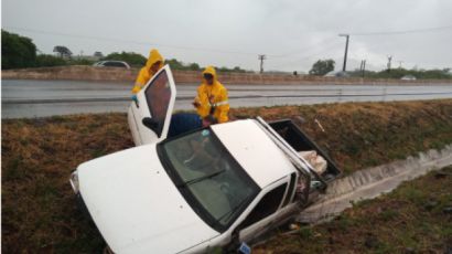 Saída de pista é registrada na BR-282, em Xanxerê