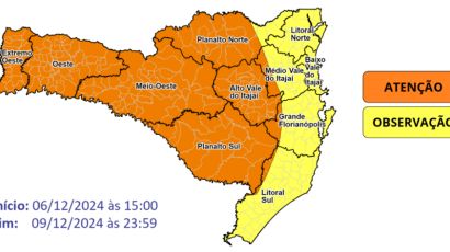 Fim de semana será marcado por temporal e chuvas intensas em SC; tempo muda nesta sexta-feira