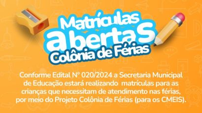Secretaria de Educação abre matrículas para Projeto Colônia de Férias em Faxinal dos Guedes