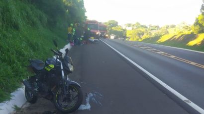Motociclista fica ferido em acidente na BR-282 na manhã desta terça