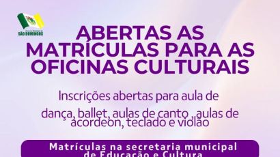 São Domingos abre matrículas para oficinas culturais