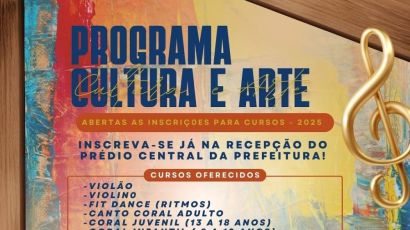 Lajeado Grande abre inscrições para o programa Cultura e Arte 2025