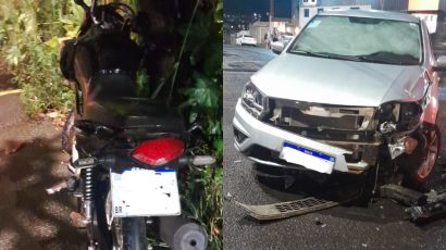 Acidente entre carro e motocicleta deixa vítima ferida em Xaxim