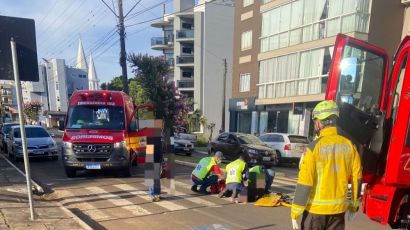 Mulher fica ferida em acidente no centro de Xanxerê