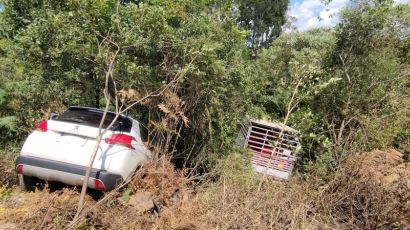 Acidente entre carro e caminhão deixa feridos em Ponte Serrada
