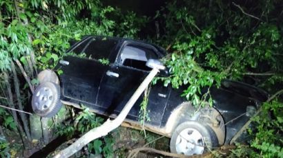 Saída de pista é registrada na SC-155, em Xanxerê