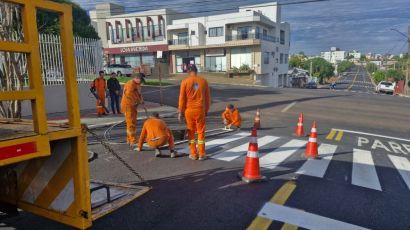 Sinalização viária é reforçada com mais de 10 km de pintura nas ruas de Xanxerê