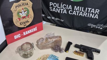 Dois homens são presos e drogas, arma e munições são apreendidas durante operação em Xanxerê