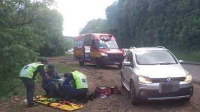 Óleo na pista causa queda de motocicleta no interior de Xanxerê