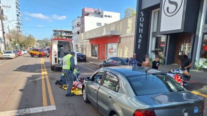 Mulher é atropelada no Centro de Xanxerê