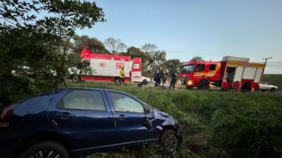 Condutor fica ferido após veículo sair da pista na SC-480 em Xanxerê