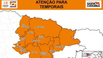 Defesa Civil emite alerta para temporais na região