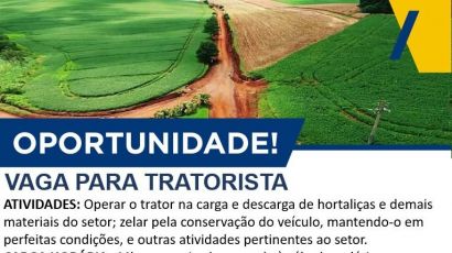 Vaga para tratorista 