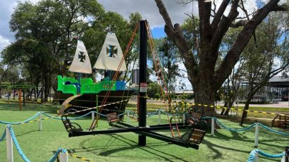 Área infantil no Ecoparque é interditada para instalação da decoração natalina