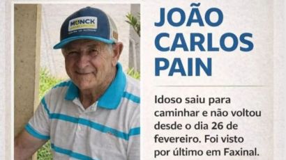 Idoso desaparecido é encontrado morto em rio no interior de Faxinal dos Guedes