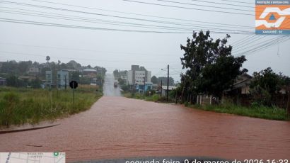 Xanxerê registra pontos de alagamento após chuva intensa