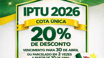 IPTU 2026 já está disponível para os contribuintes de São Domingos