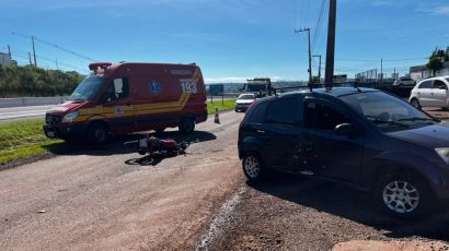 Motociclista fica ferido em colisão com carro em Xanxerê