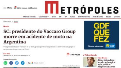 Morte de empresário Márcio Vaccaro tem repercussão nacional e internacional