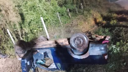Carro capota após saída de pista e deixa dois feridos em São Domingos