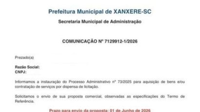 Prefeitura de Xanxerê alerta população sobre golpes aplicados em nome do município