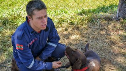 VÍDEO: Dois bombeiros de Xanxerê e o cão Iron integram equipe de SC que atuará em Petrópolis