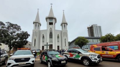 Em Xanxerê, forças de segurança prestam homenagem a policial morto em serviço na capital