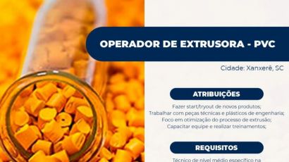 Vaga para Operador de Extrusora  - PVC 