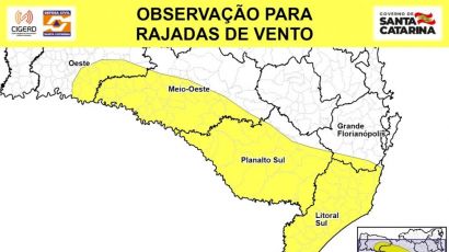 Defesa Civil de SC alerta para ventos intensos nesta semana 