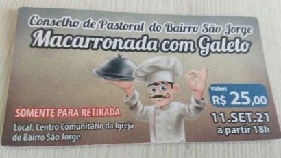 Comunidade do bairro São Jorge realiza macarronada com galeto