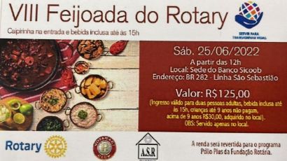 VII Feijoada do Rotary Club Xanxerê acontece neste sábado (25)