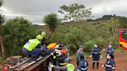 Saída de pista é registrada na SC-480 em Xanxerê