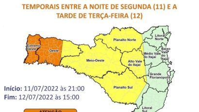 Defesa Civil alerta para o risco de temporais na madrugada