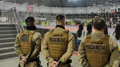 Polícia Militar de Xanxerê atua na segurança do jogo amistoso de futsal