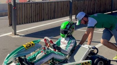 Piloto Gabriel Moura em viagem rumo ao Mundial de kart na Itália