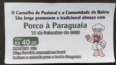 Comunidade do bairro São Jorge promove almoço com porco à paraguaia