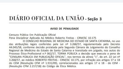 Médico de Xanxerê tem registro profissional cassado
