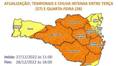 Defesa Civil alerta para temporais nesta terça e quarta-feira (28)