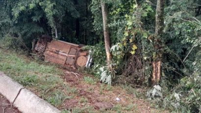 Condutora fica ferida em saída de pista na BR-282