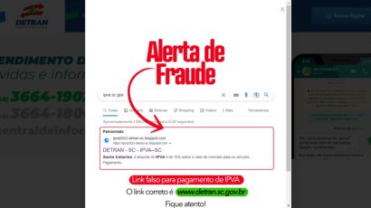 Site falso do Detran/SC criado para aplicar golpes é derrubado